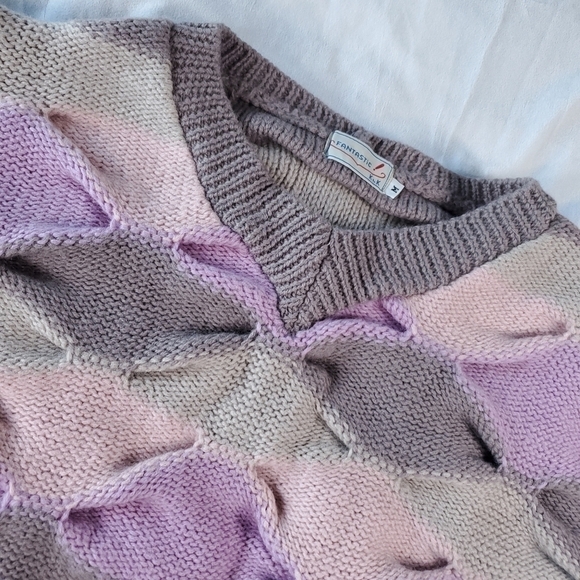 Heavyweight Vintage Wool Oversized Chunky Knit Pastel Sweater - Picture 4 of 16